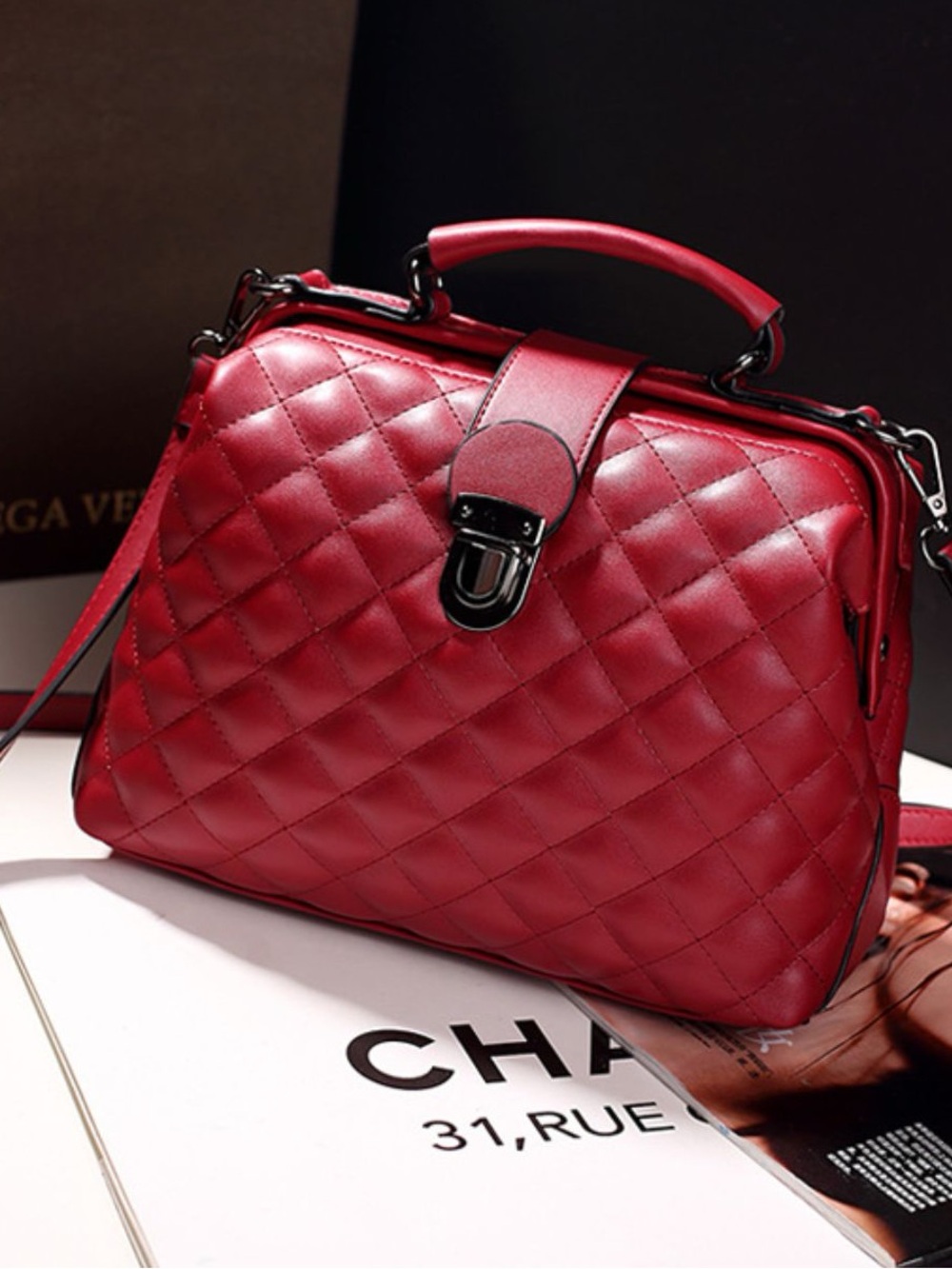 Quilted Crossbody Bag with Top Handle